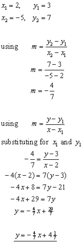 equation of a straight line from 2 points problem#2