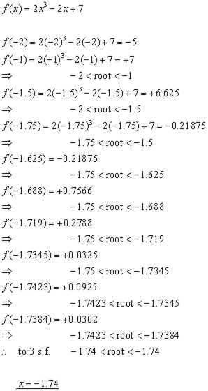 bisection method problem#1