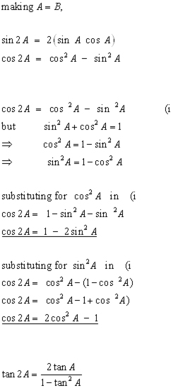 double angle formulae